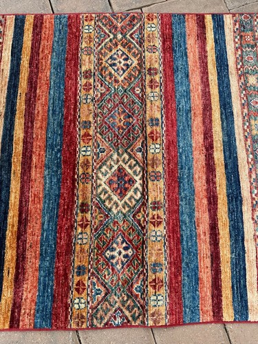 New Handmade Afghan Modern Tribal Khorjeen Kazakh Runner, Rainbow Colors, 3x9 - Picture 20 of 23