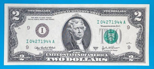April 27, 1944 : I 04271944 A BIRTHDAY Note $2 Two Dollar Bill *UNC* - Picture 2 of 3