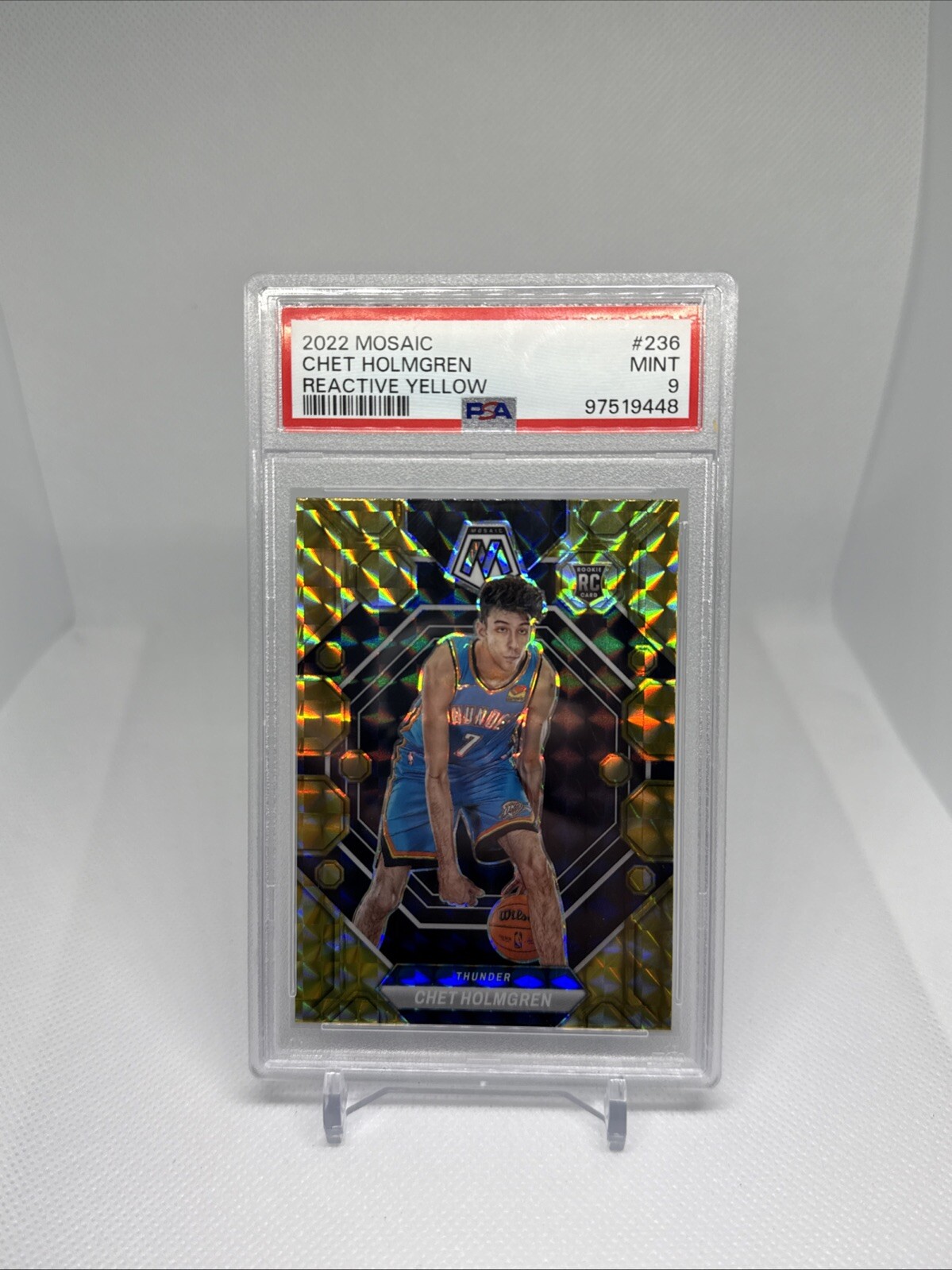 2022 Mosaic Chet Holmgren Reactive Yellow Prizm #236 RC Rookie PSA 9 MINT