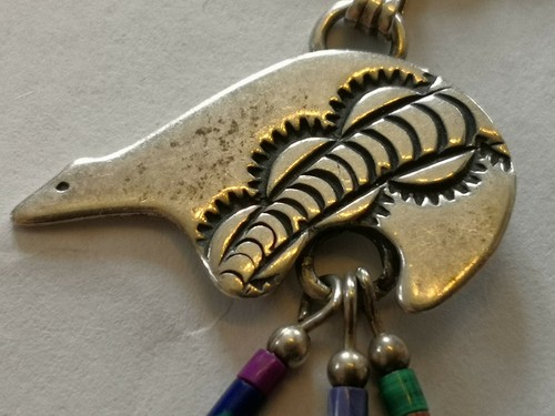 AJM Navajo Indianer Halskette Anhänger 925 Sterling Bär Vintage Schmuck - Bild 9 von 12