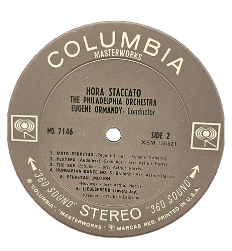 Philadelphia Orchestra Ormandy Hora Staccato Columbia MS 7146 Record LP NM - Bild 3 von 4
