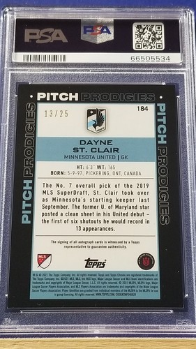 Dayne St. Clair - 2021 Topps Chrome MLS Autograph Orange Refractor PSA 9  #13/25 - Picture 2 of 2