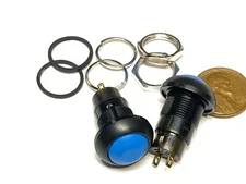 2 Pieces Blue Latching PUSH BUTTON SWITCH DC 6A 12mm normally open on/off A35