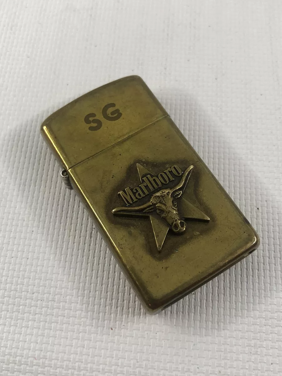 Vintage ZIPPO Brass Marlboro Longhorn Steer on Star VIII Monogrammed 