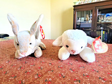 VintageTy Beanie Babies 1996 Fleece & 1999 Nibbly the Rabbit w/Tags