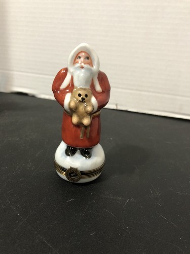ROCHARD LIMOGES SNOWY SANTA OLD WORLD SANTA PILL BOX TRINKET BOX HAND PAINTED - Picture 2 of 8