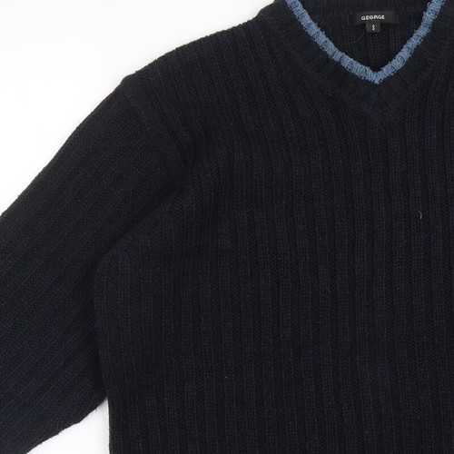 George Mens Blue Striped Acrylic Blend Sweatshirt Size S - Picture 7 of 12