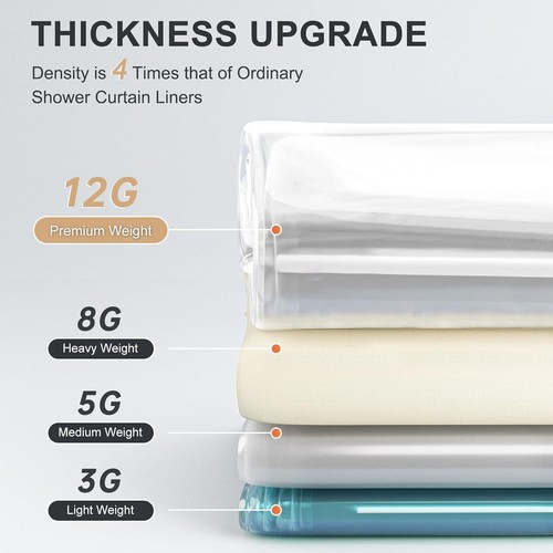 Amazerbath Heavy Duty Shower Curtain Liner 12 Gauge, 72 X 78 Inches Clear Shower - Picture 2 of 2