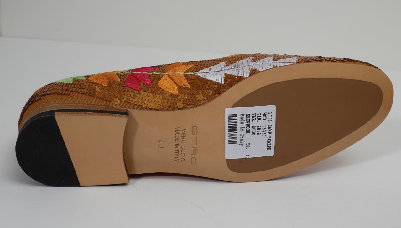 ETRO Womens Copper Embroidered Embroidered Embroidered Sequin Canvas Loafer Slip-On Flat 10-40 NEW+BOX d14c84 ETRO Womens Copper Embroidered Embroidered Embroidered Sequin Canvas Loafer Slip-On Flat 10-40 NEW+BOX d14c84