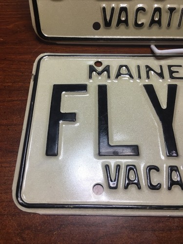 Maine Vanity Nummernschild Fly-Val 1974 Jahr Basis Vacationland passendes Paar Set  - Bild 5 von 8