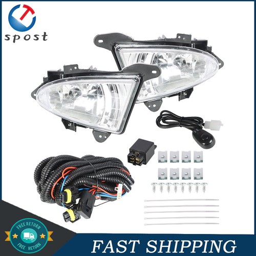 For 07-10 Hyundai Elantra Sedan 4Dr Clear Fog Lights Lamps Kit Switch+Harness - Picture 1 of 12