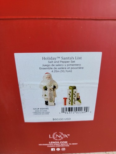 Lenox Holiday Santa's List Salz Pfeffer Set Streuer Weihnachtsdeko - Bild 3 von 7