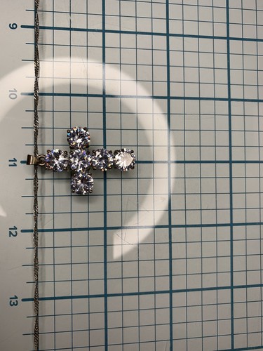 Cross Necklace Cubic Zirconia Silver Tone CZ 22” Length - Picture 12 of 13