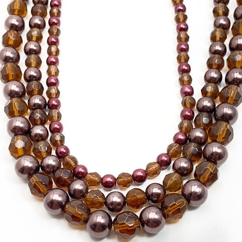 Premier Designs Multi Strand Necklace MAHOGANY Brown Chocolate Pearl Glass Beads - Picture 4 of 4