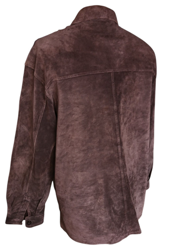 Claiborne Brown Suede Leather Shirt Jacket Shacket Mens XL Vintage 90s Y2K - Picture 3 of 12