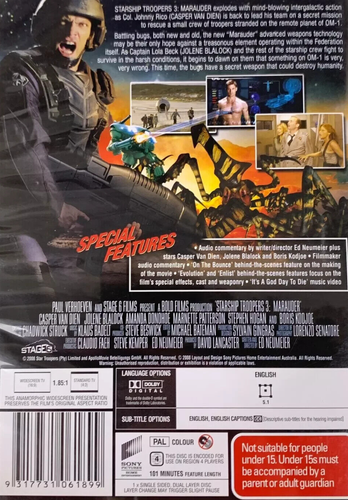 Starship Troopers 3: Marauder DVD (Region 4, 2008) Free Post - Picture 2 of 2