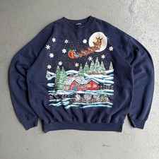 Vintage 90s Christmas Crewneck Sweater, Retro Holiday Pullover