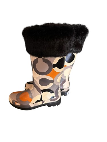 Botas de Lluvia Coach Peony Pull On Talla 6 Estilo A7340 Firma C Logo Nuevas - Imagen 3 de 5