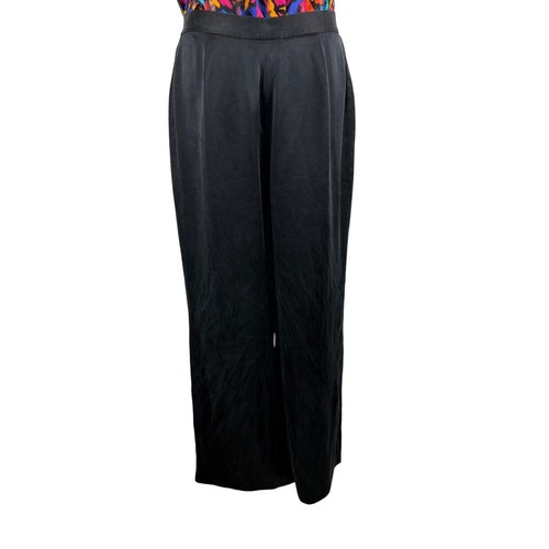 Y2K Ralph Lauren Black Silk Wide Leg Pants - Women's Size 12 - Picture 3 of 5