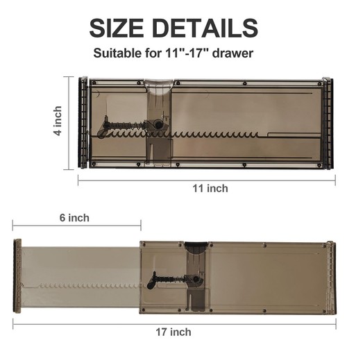 Plastic Drawer Organizer, Expandable Dresser Separators, Adjustable Drawer Di... - Bild 2 von 6