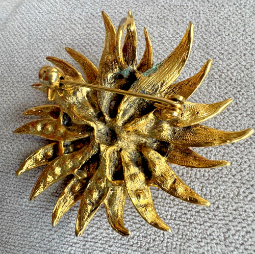 GOLD & BUNTE STRASS BLUMEN BROSCHE ANSTECKNADEL GROSS SEHR EINZIGARTIG SELTEN - Bild 13 von 16