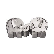 Baby Keepsake Tooth Curl Box Elephant Shape Metal