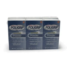 Poligrip  Denture Adhesive Powder 1.6oz Pack of 6 EXP 3/31/28