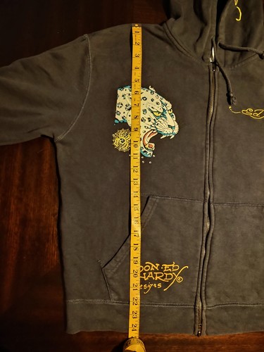 Felpa con cappuccio vintage Christian Audigier X Ed Hardy taglia XL full zip impreziosita Y2K - Foto 16 di 19