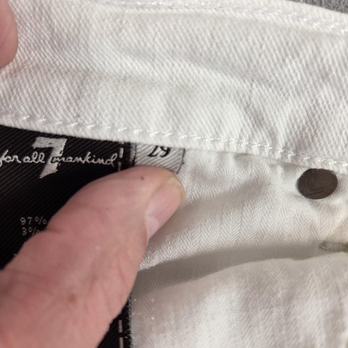 Pantalones de mezclilla 7 For All Mankind para mujer 29 blancos elásticos rectos hechos en EE. UU. AU08649SS - Imagen 8 de 12
