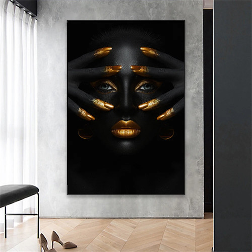 African Woman Canvas Painting Black Woman Poster Canvas Wall Art Wall Picture - Picture 1 of 5