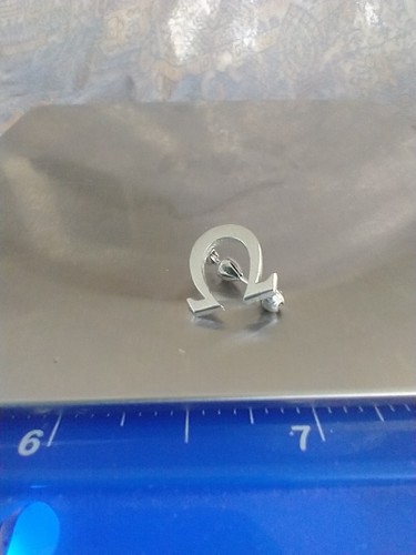 Vintage SILVER Tone GREEK OMEGA PIN BROOCH 💥 Best Offer 💥 - Picture 11 of 11