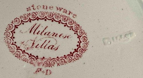 Placa de transferencia roja Staffordshire, "MILANESE VILLAS", Francis Dillon, c. 1834 - Imagen 5 de 5
