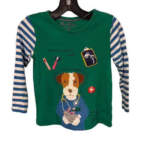 Mini Boden Shirt Tierarzt pädagogische Fakten grün Applikation Unisex Gr. 4-5 - Bild 1 von 11