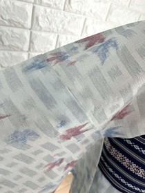 Summer Kimono Yukata Washable Floral Pattern Light Gray/Blue, Used