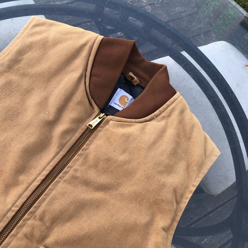 Gilet foderato trapuntato Carhartt Duck in tela marrone/abbronzatura 46 pollici petto - Foto 2 di 10