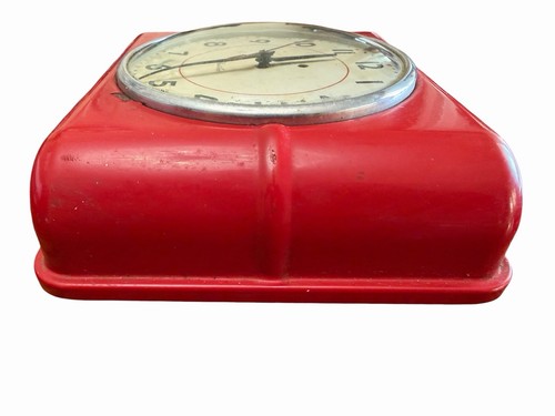 Reloj de pared eléctrico rojo MCM Westclox Belfast (1947-1954) RETRO funcionando de colección - Imagen 6 de 7