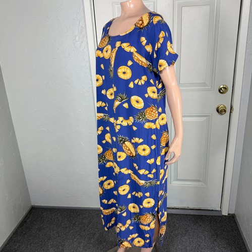 Vestido para mujer Reyn Spooner estampado piña rayón hawaiano cambio tropical H4-21 - Imagen 3 de 5