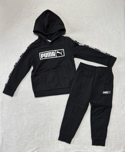 Puma Sweatshirt Jogginghose Set Kinder Jungen 5 Schwarz 2 Teiler Outfit Kapuze Neu