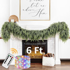 Cedar Christmas Garland with Lights for Mantle - Decorations 6 Ft Realistic Ligh