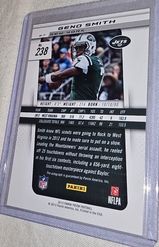 2013 Panini Prizm Auto Geno Smith #238 Rookie Auto RC Jets Raiders - Foto 6 di 6