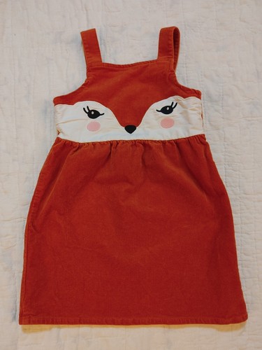 Gymboree Fox Corduroy Jumper Dress Girls sz 7 Autumn Adventures Fall Orange