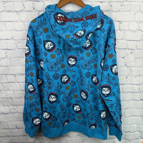 Chaqueta con Capucha Disney Coco Azul Miguel Bordada Letras Talla Mediana NUEVA SIN ETIQUETAS - Imagen 2 de 13