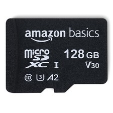 Amazon Basics Micro SDXC Memory Card with Full Size Adapter, 128 GB, Black