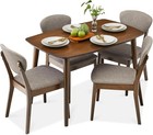 5-Piece Dining Set, Compact Mid-Century Modern Table & Chair Set for Home