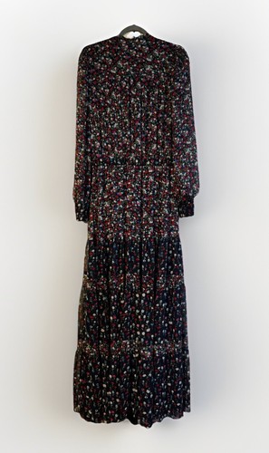 MNG by MANGO mehrfarbiges Chiffon Blumen Stufen Maxi Fit & Flare gebraucht, in einwandfreiem Zustand langes Kleid M - Bild 2 von 18