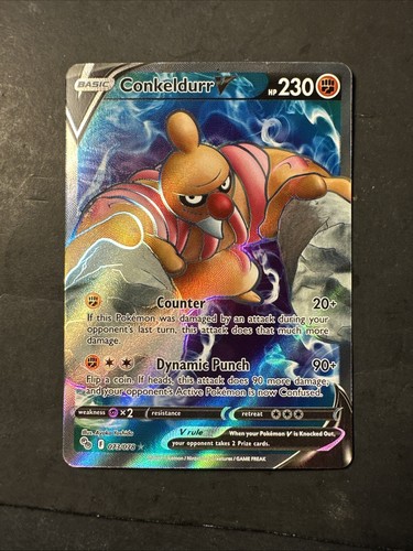 2022 Nintendo Pokémon Go Set Conkeldurr V 73 /78 Holo Holographic Full Art Rate - Picture 1 of 6