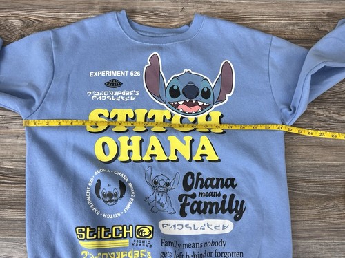 Disney Lilo & Stitch Ohana Blue Graphic Crewneck Sweatshirt, Women's/Juniors XL - Picture 5 of 12