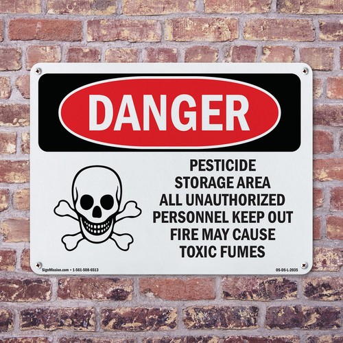 Pesticide Storage Fire Cause Toxic Fumes OSHA Danger Sign, Decal 5 or 10 Pack - Bild 5 von 43