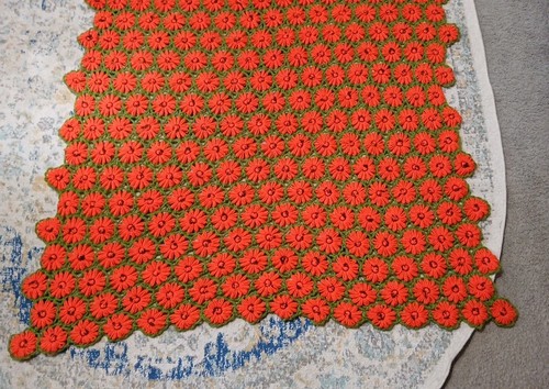 Vtg Afghan Blanket Daisy Chain Crochet Flower Floral Handmade Throw 52 x 72 - Picture 6 of 9