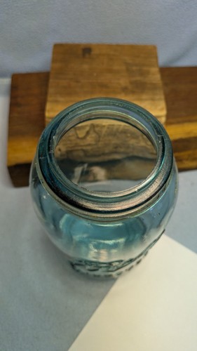 Antique Vintage Ball IMPROVED Light Blue Aqua Mason Jar #6 on Bottom - Picture 7 of 13